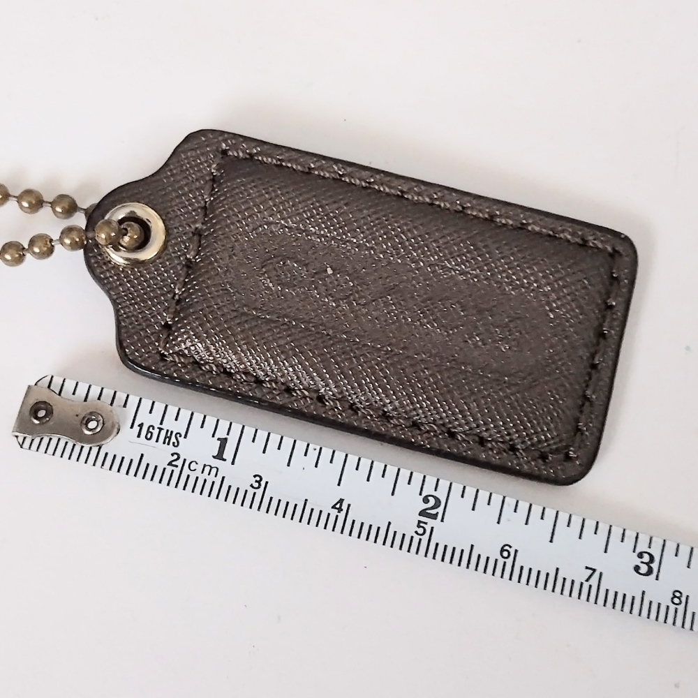 ☕ 2.5" Coach Espresso Cross Grain Leather Hangtag Bag Purse Charm Keychain Fob - Picture 5 of 5